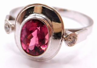 Klenoty Budín Diamantový prsten z bílého zlata s TURMALÍNEM (1,067ct) a přírodními DIAMANTY J-18630  SKLADEM