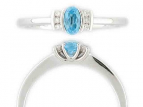 Prsten s diamantem, bílé zlato briliant, modrý topaz (blue topaz) 3860461-0-53-93
