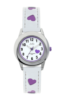 Dětské náramkové hodinky JVD basic J7125.2 s fialovými srdíčky