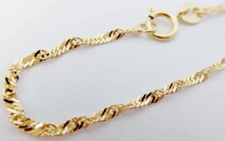 Klenoty Budín Pevný dětský přívěskový zlatý řetízek TWIST 38cm 585/0,79gr HK6285