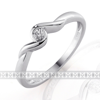 Zásnubní dívčí diamantový prsten s bílým diamantem z bílého zlata 3860038-0-53- 