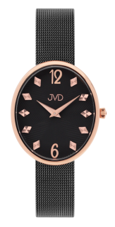 JVD Dámské oválné černé rose gold hodinky JVD J4194.3