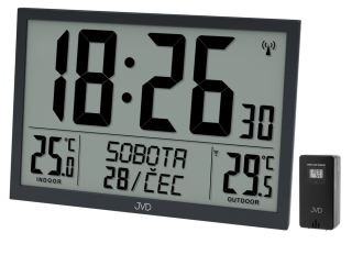 JVD Obrovské digitální černé rádiem řízené XL hodiny JVD RB9412.1