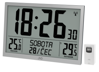 JVD Obrovské digitální stříbrné rádiem řízené XL hodiny JVD RB9412.2