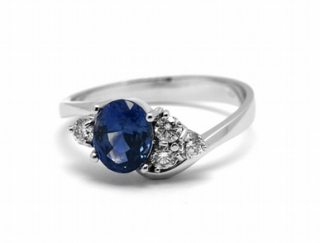 Luxusní diamantový prsten s modrým safírem 585/3,25 gr J-21871-12 POŠTOVNÉ ZDARMA!