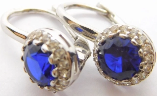 Klenoty Budín Dámské krásné náušnice z bílého zlata se zirkony a modrými safíry 585/2,59gr HK2220