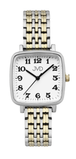 JVD Dámské pozlacené bicolor ocelové hranaté hodinky JVD J4196.3