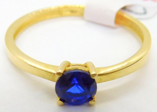 Klenoty Budín Zásnubní dámský zlatý prsten s modrým safírem 585/1,12gr vel. 52 HK1176