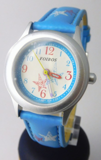 Foibos Světle modré dětské hodinky Foibos CK1567.5 s barevnými motivy