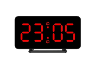 JVD Digitální černý budík do el. sítě JVD SB3216.3 s červenými LED číslicemi 