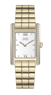 JVD Dámské hranaté zlacené náramkové elegantní šperkové hodinky JVD JG1041.2