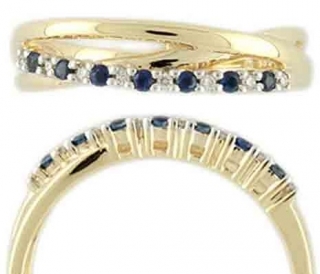 Zlatý prsten posetý brilianty - diamanty a modrými safíry vel. libovolná 3810488